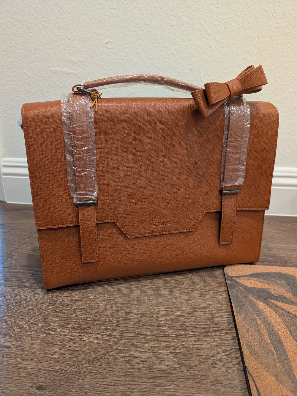 Vegan Leather Briefcase Crossbody Bag